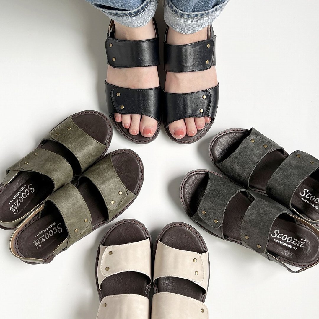 Cute back band sandals with tape that fits your feet 4523 - 拖鞋 - 其他材质 白色