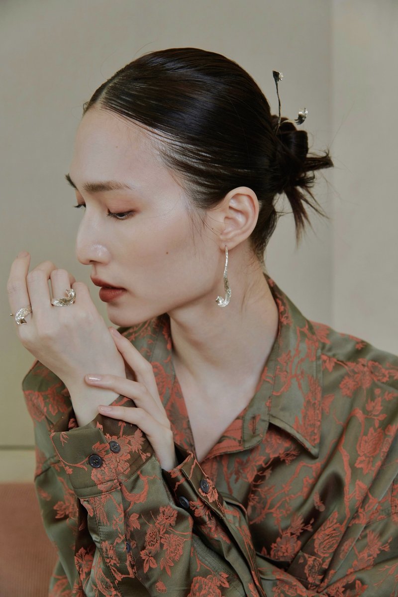 静日隐光 卷蕨戒指 - 戒指 - 银 银色