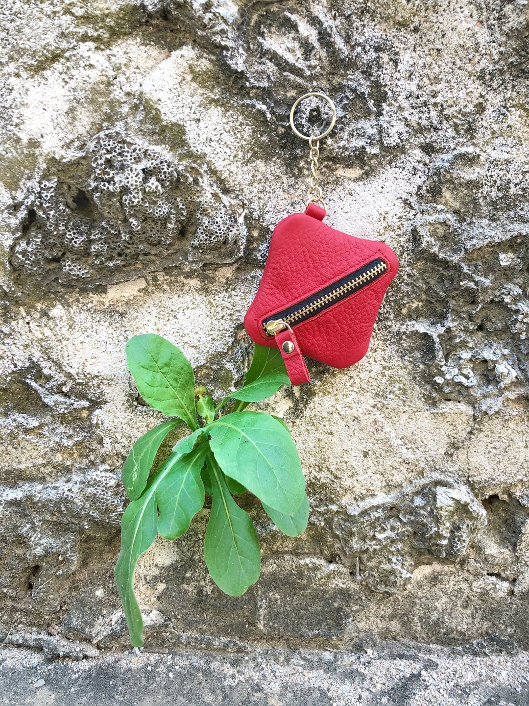【小方块】ZiBAG-010 / 零钱包 / 钥匙圈 / 酡红色 (黑拉链) - 零钱包 - 真皮 