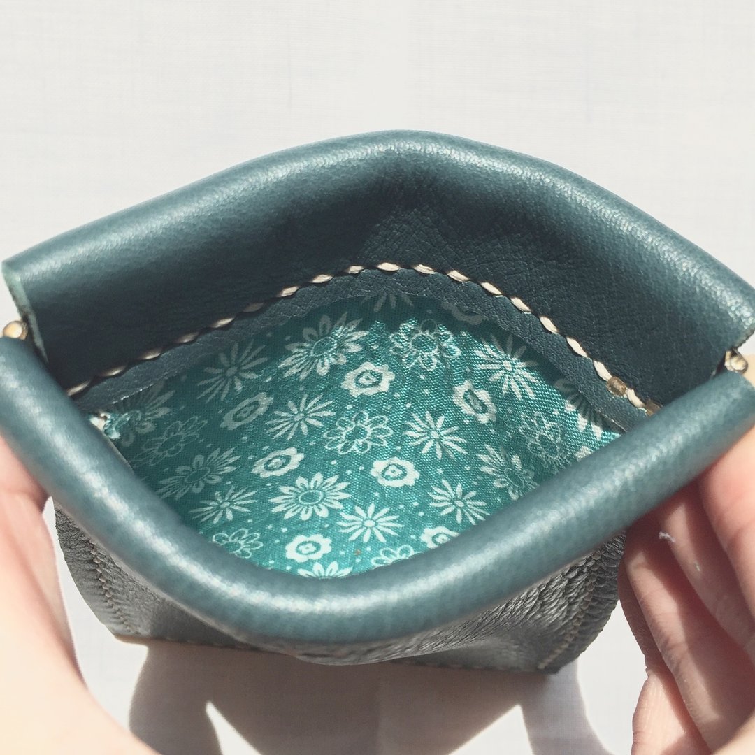 CPL5 - 蓝绿色弹片钱包 名片包 - 皮夹/钱包 - 真皮 绿色