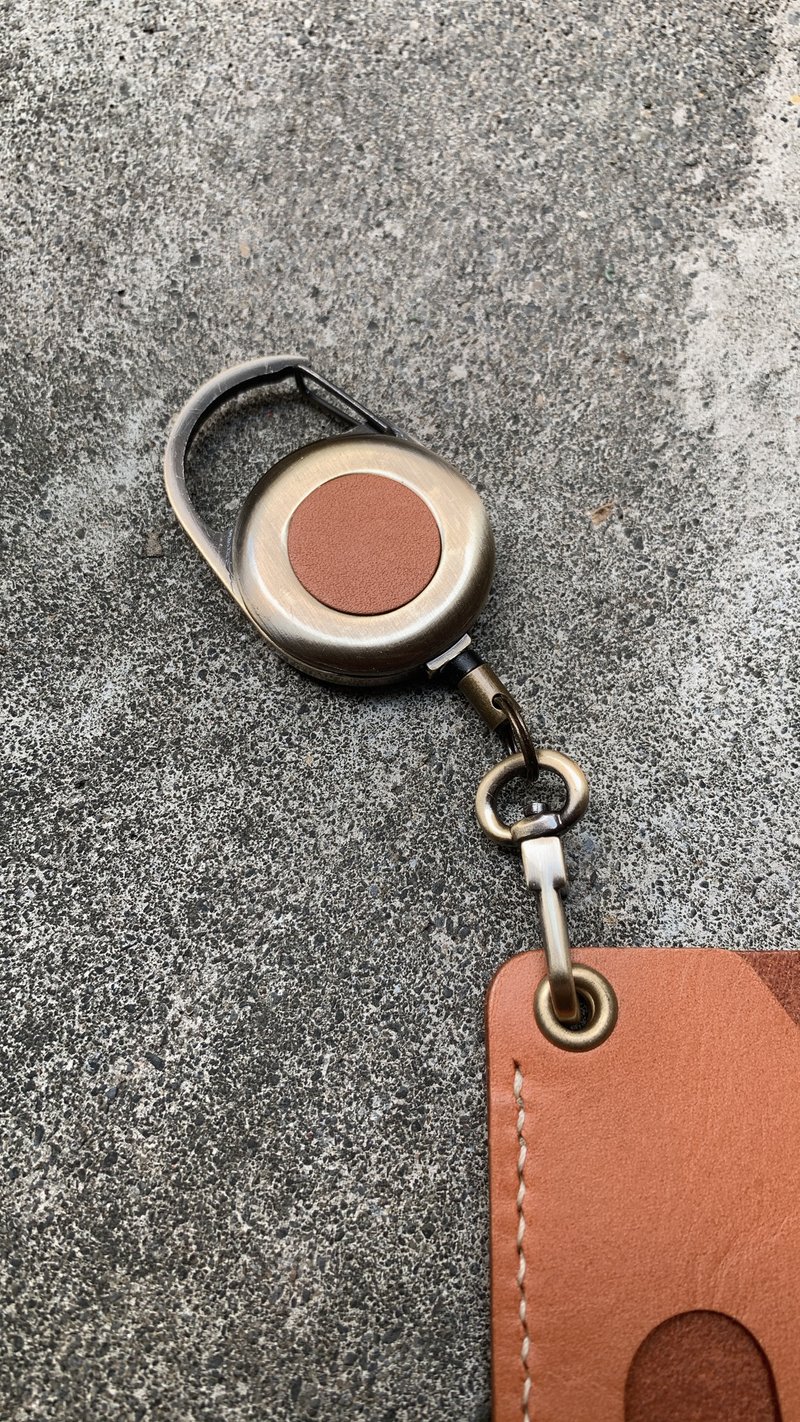 伸缩环/易拉扣/双面可免费刻字(不含证件套) - 钥匙链/钥匙包 - 真皮 橘色