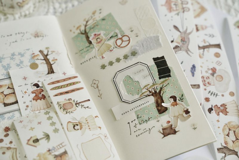 甜蜜故事会 パンの少女 森の物語 PET 和紙膠帶 (kiss-cut) - 纸胶带 - 其他材质 多色