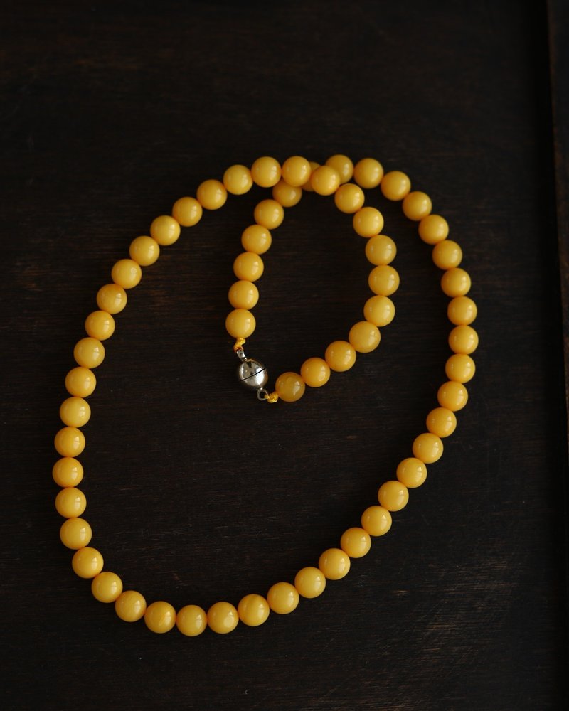 7mm天然白花蜜蜡 老山檀蜜蜡葫芦珊瑚莲花设计多圈单圈手串s - 手链/手环 - 半宝石 黄色