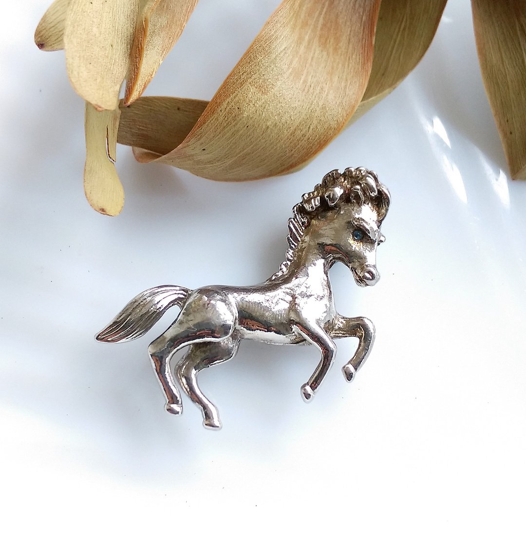 【西洋古董饰品 】发型俊美的马 别针 - 胸针 - 其他材质 金色