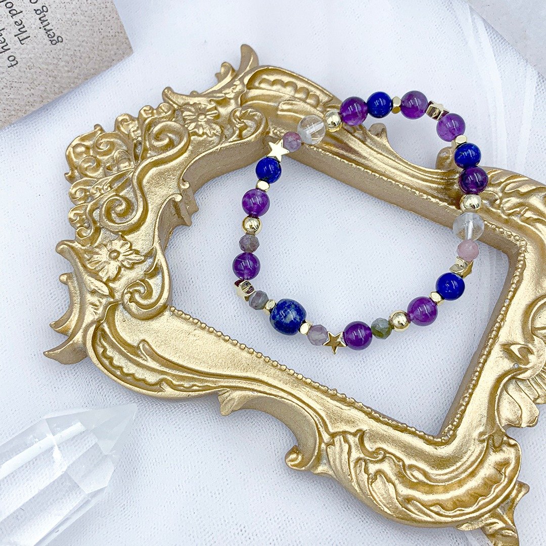 马戏时刻 / 青金石 紫水晶 幽灵发晶 梅花碧玺 水晶手链 - 手链/手环 - 其他材质 多色