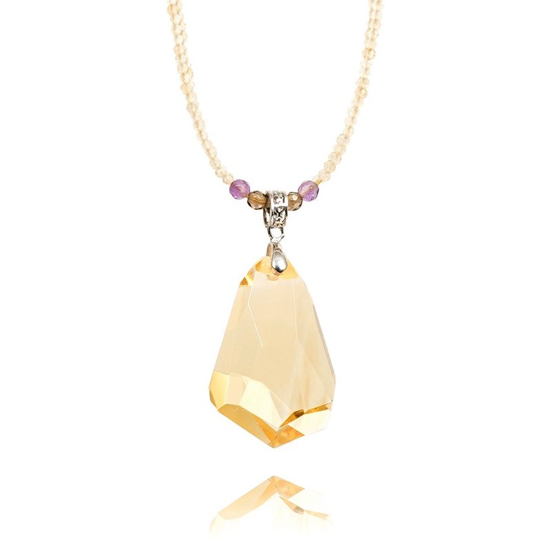 【正佳珠宝】黄水晶 顶级极净 几何钻切面 16.5g 黄水晶吊坠 - 项链 - 半宝石 多色