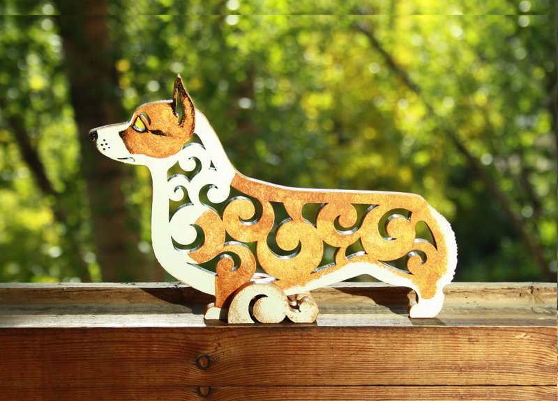 Statuette welsh corgi pembroke figurine made of wood - 摆饰 - 木头 