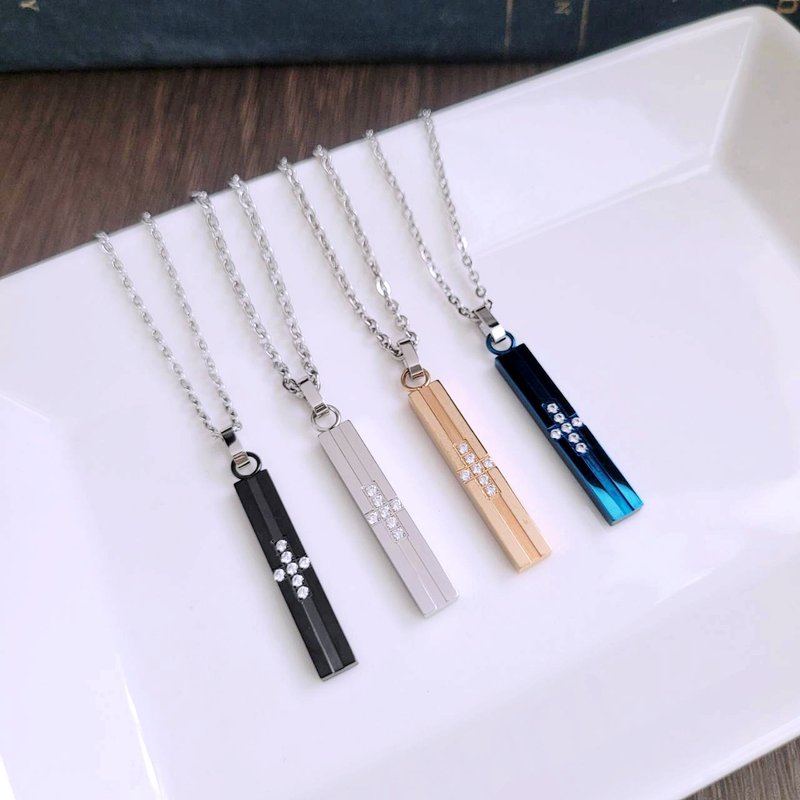 【绝版出清品】一生同行。十字造型白钢墬饰 墬链 - 项链 - 不锈钢 多色