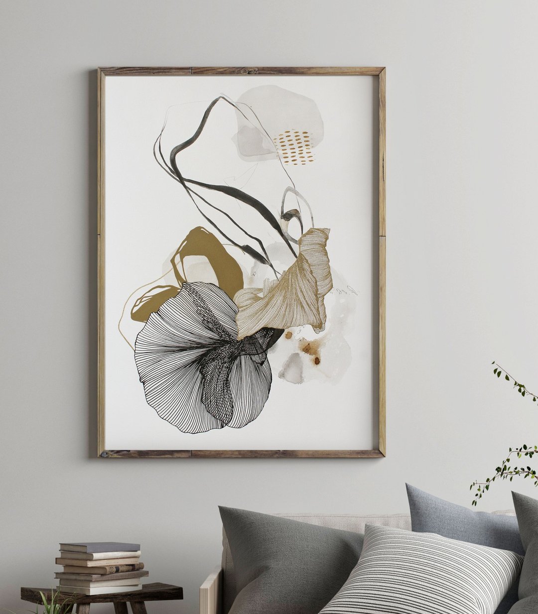 水墨墙艺术 | 水墨画 | 简约墙艺术 | 简约画作 | Concord 3 - 墙贴/壁贴 - 棉 咖啡色