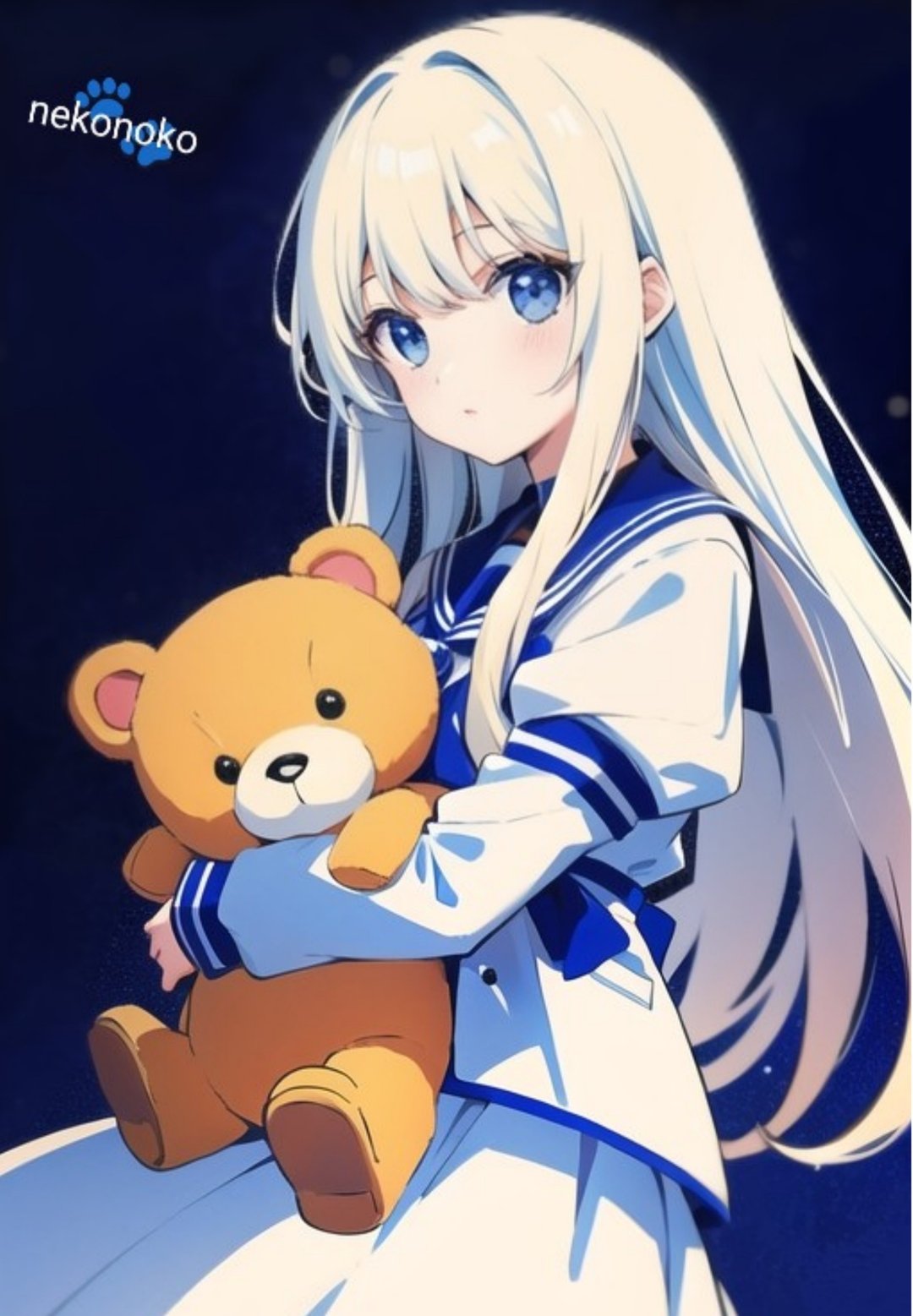 ねこのこ 初始故事 早期插画 玩偶与少女 - 贴纸 - 纸 多色