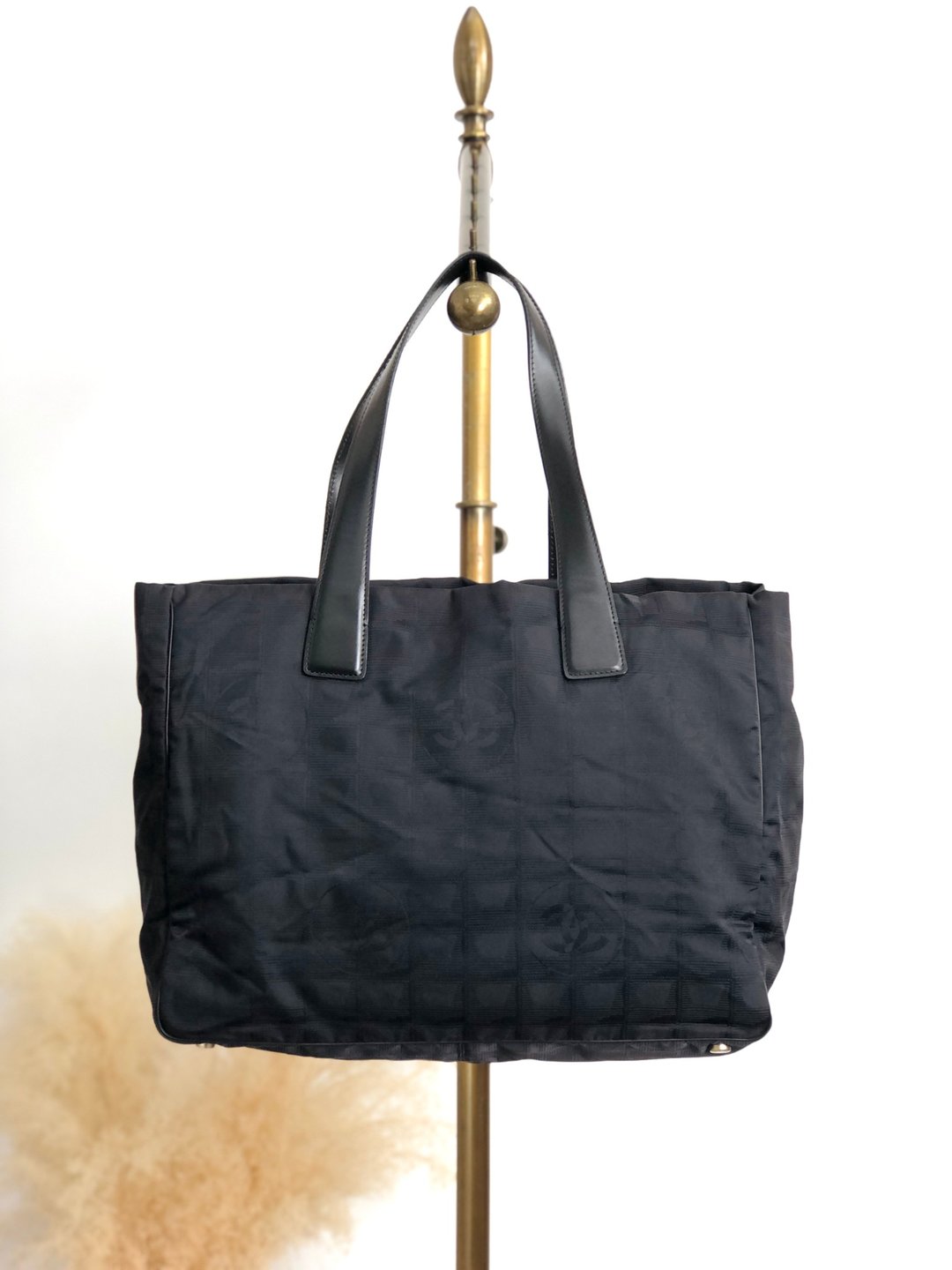 【日本直送 名牌中古包】CHANEL 香奈儿 New Travel Line 托特包 黑色 尼龙 皮革 vintage 古着 tnjpfz - 手提包/手提袋 - 尼龙 黑色