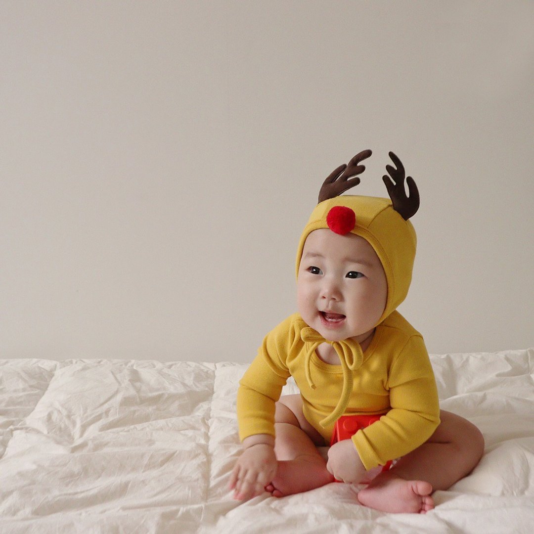韩国超可爱舒适驯鹿造型帽子 •Reindeer Hat• - 婴儿帽/发带 - 棉 