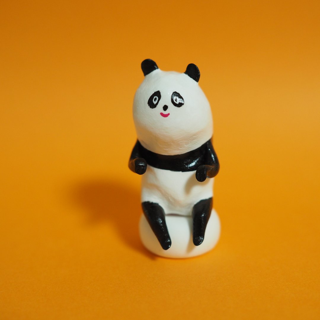 坐着的熊猫 - 玩偶/公仔 - 粘土 白色