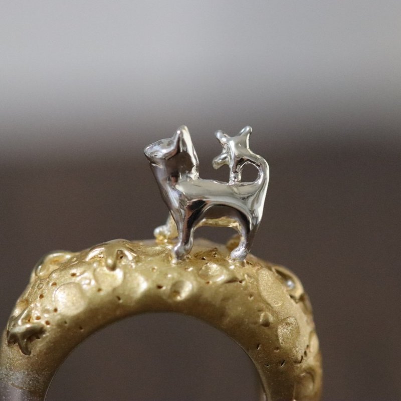 奔月猫咪戒指 silver925 (纯银) - 戒指 - 纯银 银色