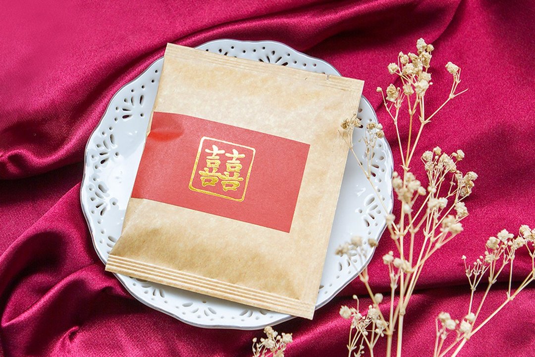 烫金囍字滤挂咖啡 | 工商礼品 结婚 婚礼小物 桌上礼 二进 送客礼 - 咖啡 - 新鲜食材 红色