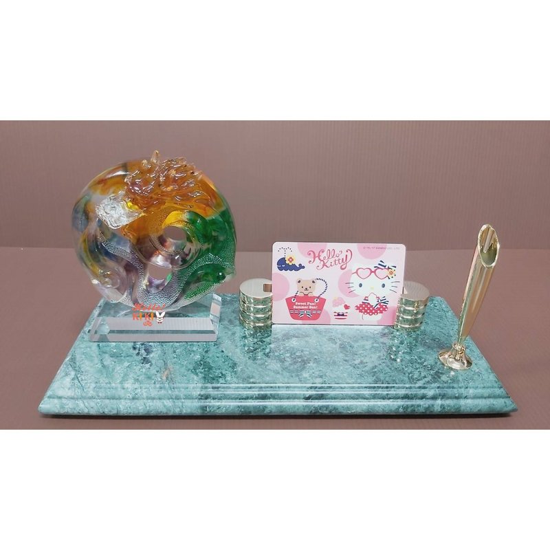 琉璃大理石 名片座 祥龙献瑞 升迁礼物 退休送礼 开幕贺礼 退伍 - 其他 - 其他材质 金色