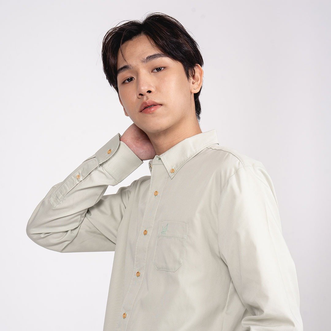 BASIC // green // men shirt slim fit - 男装衬衫 - 棉 绿色