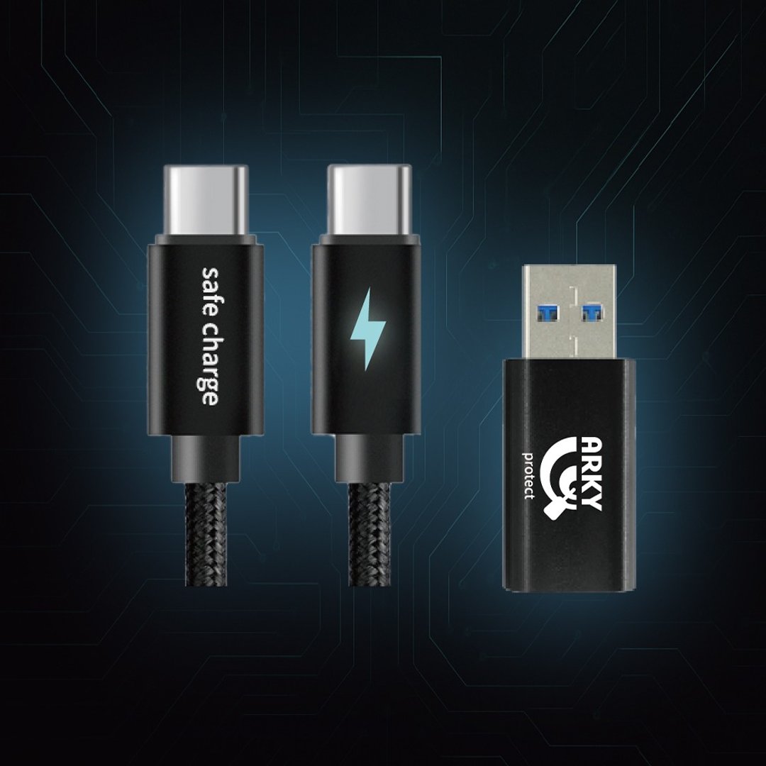 SafeCharge 防骇双宝 USB-C to A 防骇转接头+Type-C 防骇充电线 - 充电宝/传输线 - 铝合金 黑色