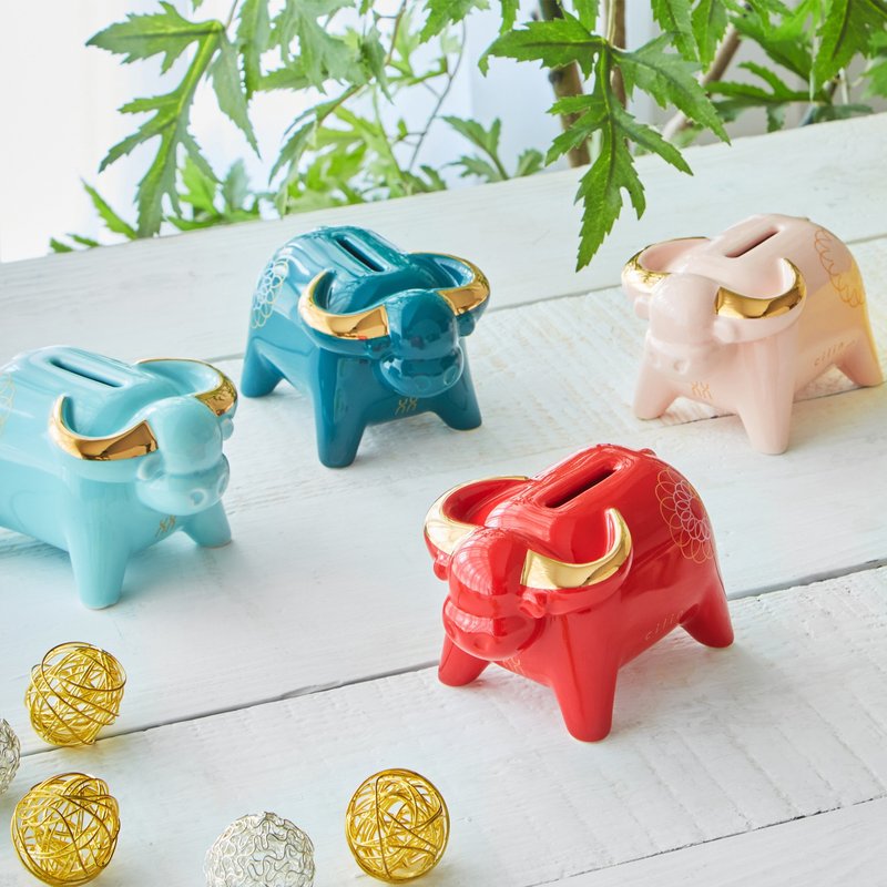 |预购|2021新年牛年-佼佼生风扑满 存钱筒(红,黄,浅蓝,蓝绿,金属色)|生日, 弥月 - 摆饰 - 瓷 红色
