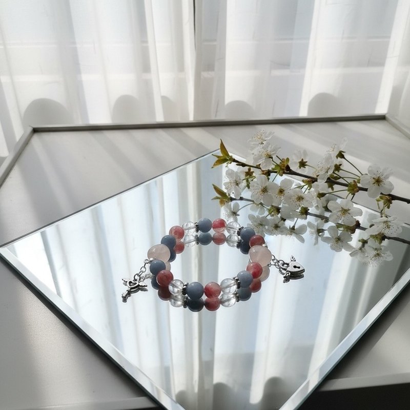 樱花雨水晶系列  喜迎樱花季春夏新款上市 心锁微光 - 手链/手环 - 水晶 粉红色