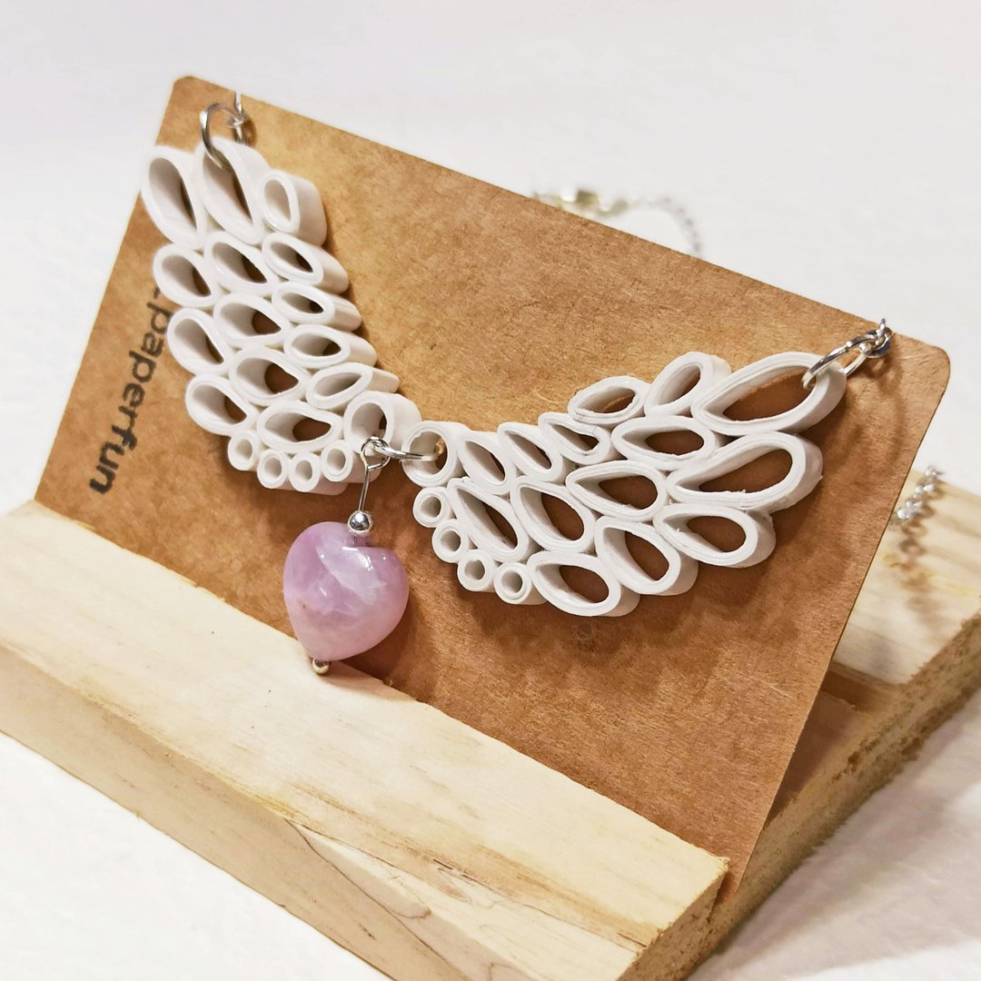 纸工艺 衍纸 卷纸 手作饰品—心向/小爱心 - 项链 - 水晶 多色