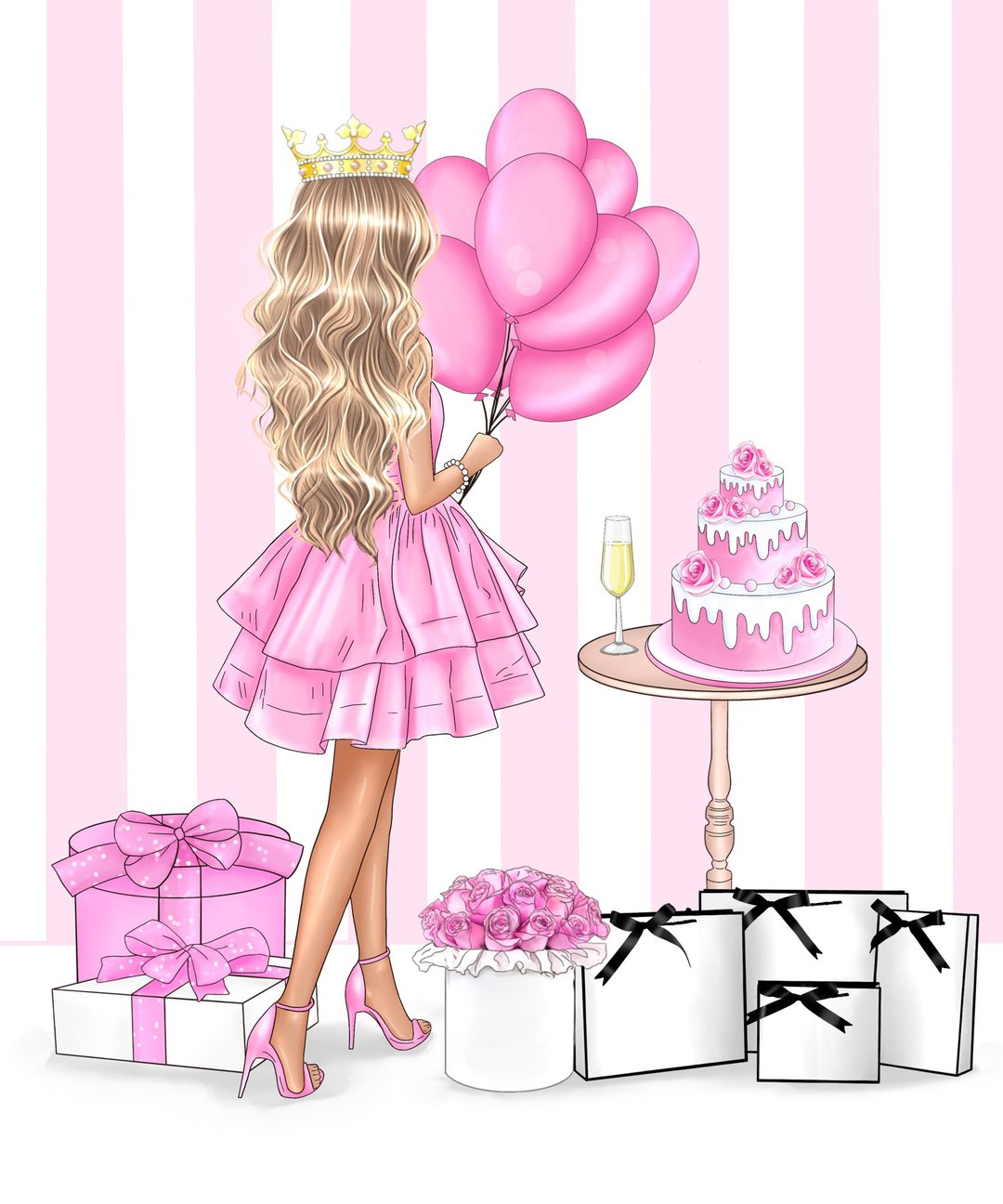 Happy birthday 18 clipart set. print illustrations. electronic file - 其他 - 其他材质 粉红色