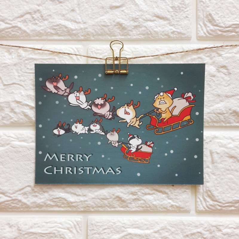 《妙卡卡》猫猫雪橇竞赛 / 明信片 - 卡片/明信片 - 纸 绿色