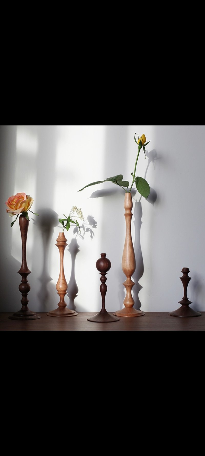 日式侘寂風格 插花花器 实木花瓶 乾花花插 - 花瓶/陶器 - 木头 咖啡色