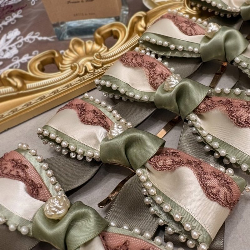 【仲夏绿河的棕影】发夹│蝴蝶结│手作发饰 - 发饰 - 其他材质 卡其色