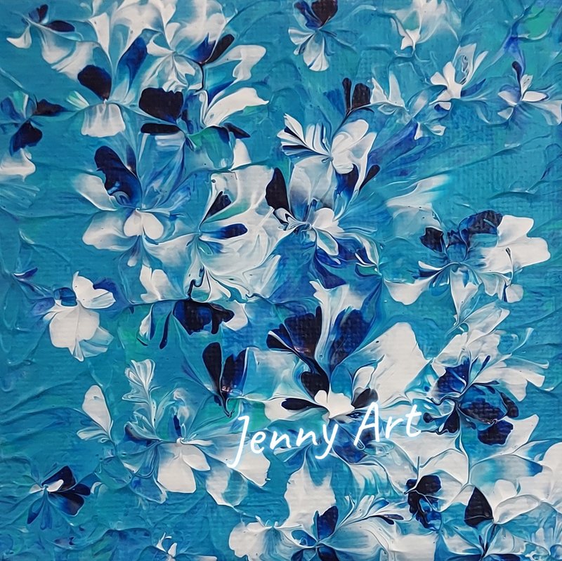 【锦上添花】系列 无框画 压克力画 抽象画桌上疗愈小物小品 - 海报/装饰画/版画 - 其他材质 蓝色