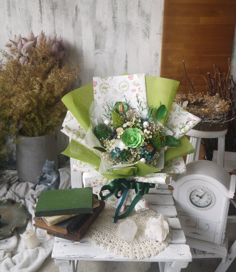 萌葱森林 .森林绿系.干燥花.索拉花.永生花.情人节.毕业花束 - 干燥花/捧花 - 植物．花 绿色