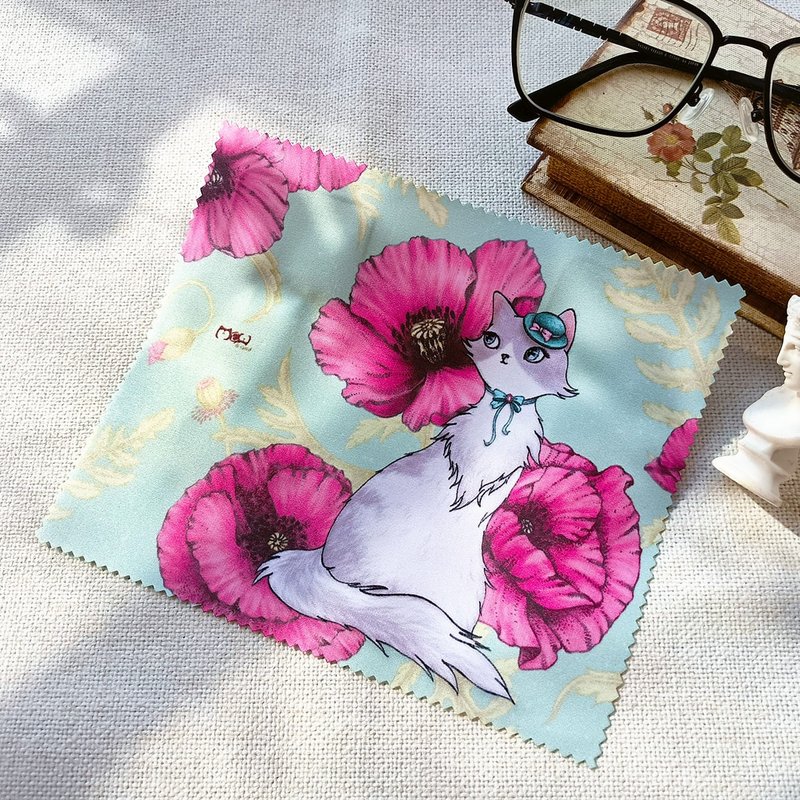 【好喵】擦拭布/眼镜布/拭镜布-恋爱美人猫 - 眼镜盒/眼镜布 - 聚酯纤维 