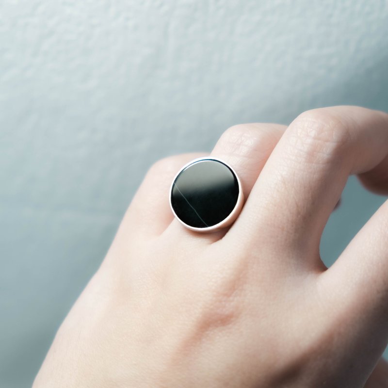 【浮影款 | 订制 | 不透明自选石】天然石基本款纯银戒指 - 戒指 - 纯银 银色