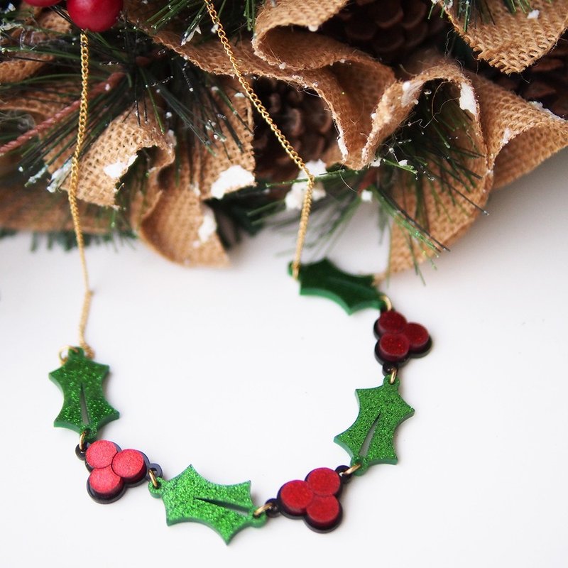 圣诞花颈链 - 项链 - 压克力 银色