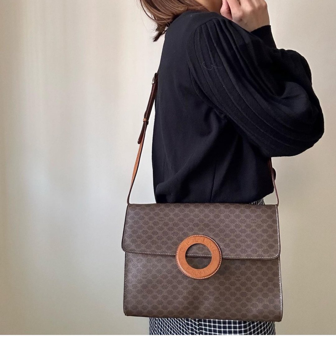 中古 Celine 圆环邮差包 斜背包 - 侧背包/斜挎包 - 防水材质 咖啡色
