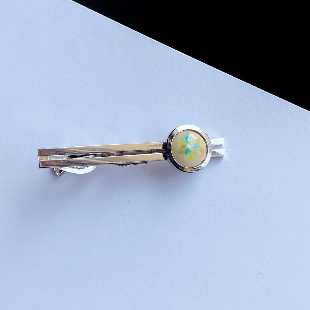 Pastel [Ocher] Cloisonne Tie Clip Pure Silver Cloisonne - 领带/领带夹 - 其他材质 黄色