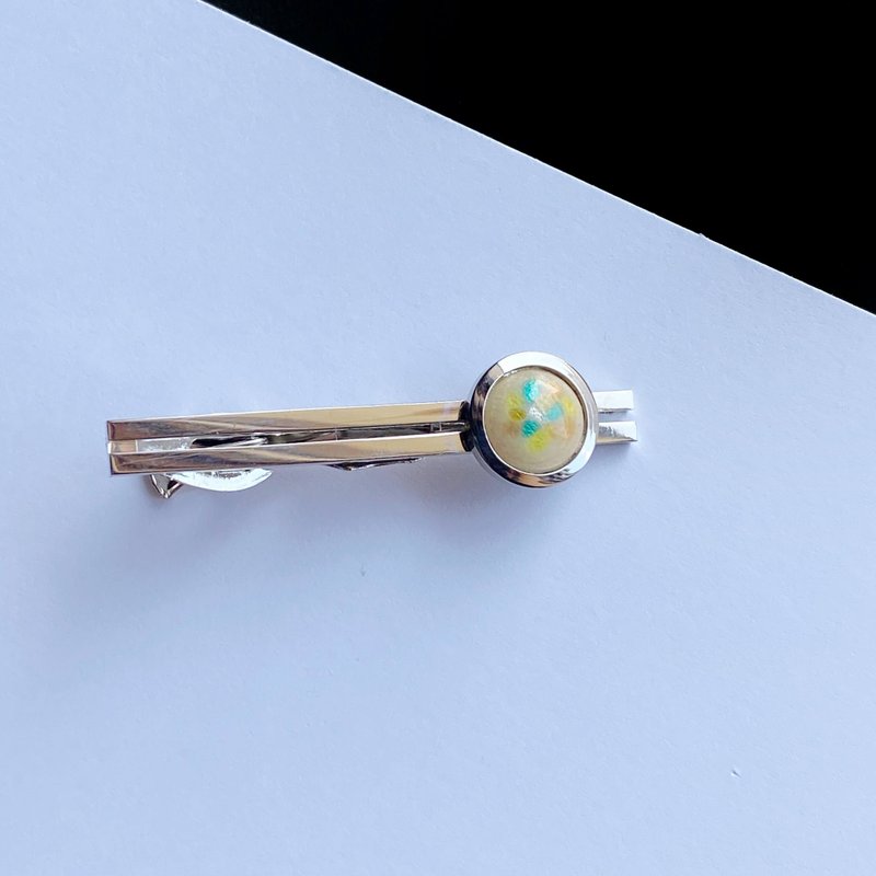 Pastel [Ocher] Cloisonne Tie Clip Pure Silver Cloisonne - 领带/领带夹 - 其他材质 黄色