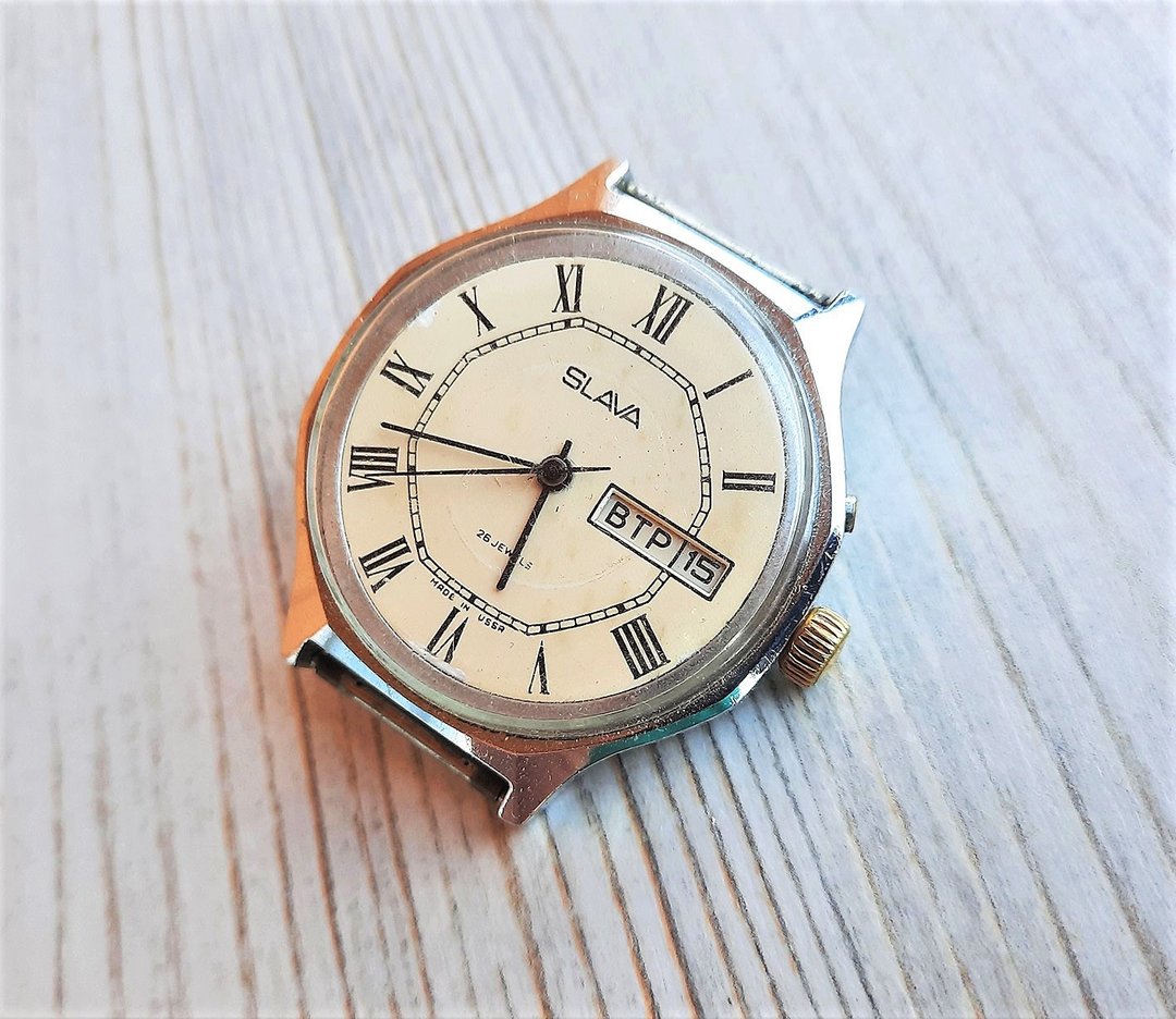Slava 26 jewels mechanical wind up mens watch made in USSR - 男表/中性表 - 不锈钢 多色