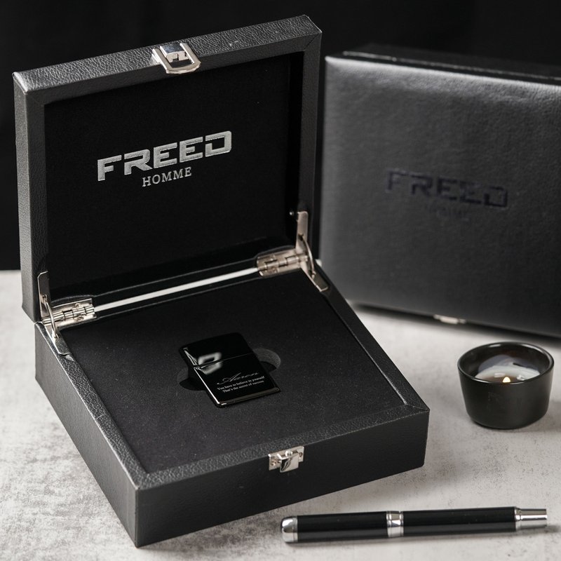 【FREED】铜壳亮面黑冰素面煤油打火机 定制化礼物 刻字 现货 - 其他 - 其他金属 黑色