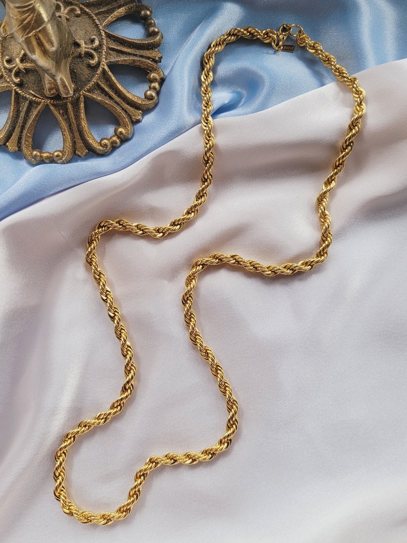 美国西洋古董饰品 / MONET莫内金色调螺旋绳编摩登项链/ 复古首饰 - 项链 - 其他金属 