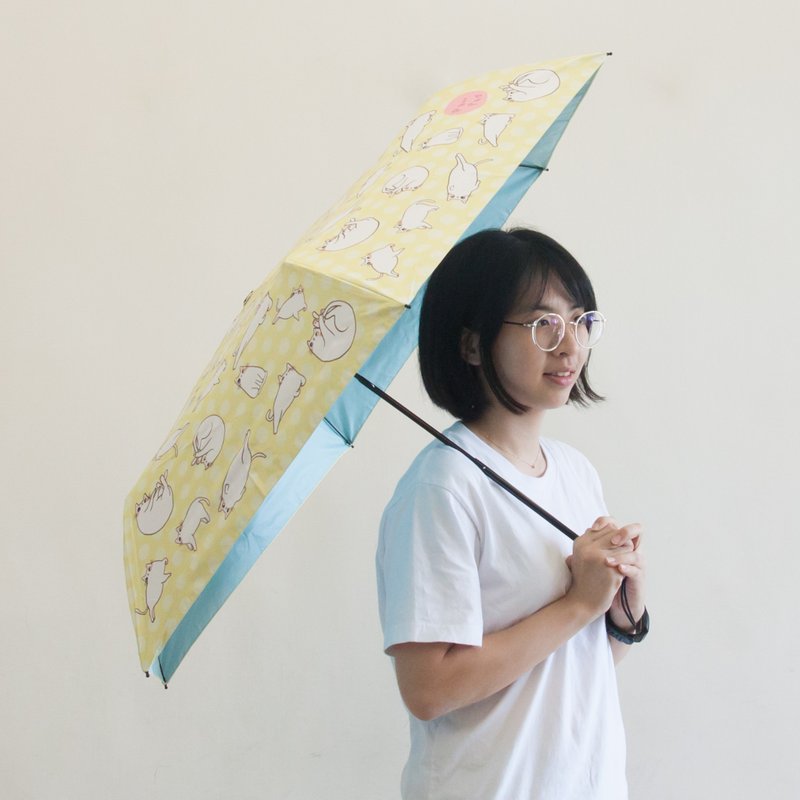 肉肉的姿态晴雨伞(大伞面)- 柠檬黄(插画家:肉球paw pad) - 雨伞/雨衣 - 防水材质 蓝色