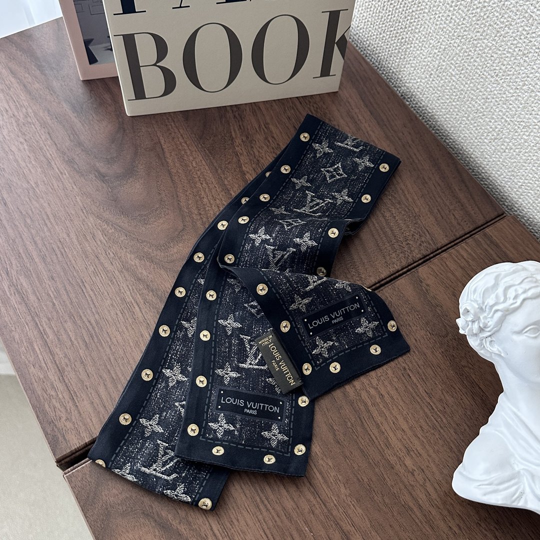 LOUIS VUITTON 路易威登 Monogram 丝质 Bandeau 黑色 长丝巾 - 丝巾 - 丝．绢 黑色