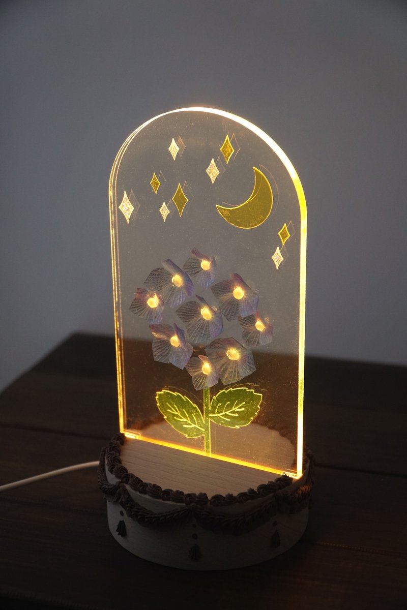 定制化礼物 DIY绣球花小夜灯材料包 树脂软水晶花 - 灯具/灯饰 - 压克力 多色
