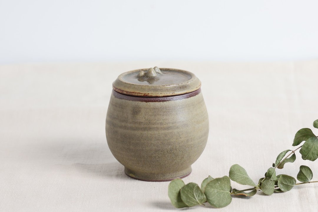 墨绿灰山形小罐 - 茶具/茶杯 - 陶 