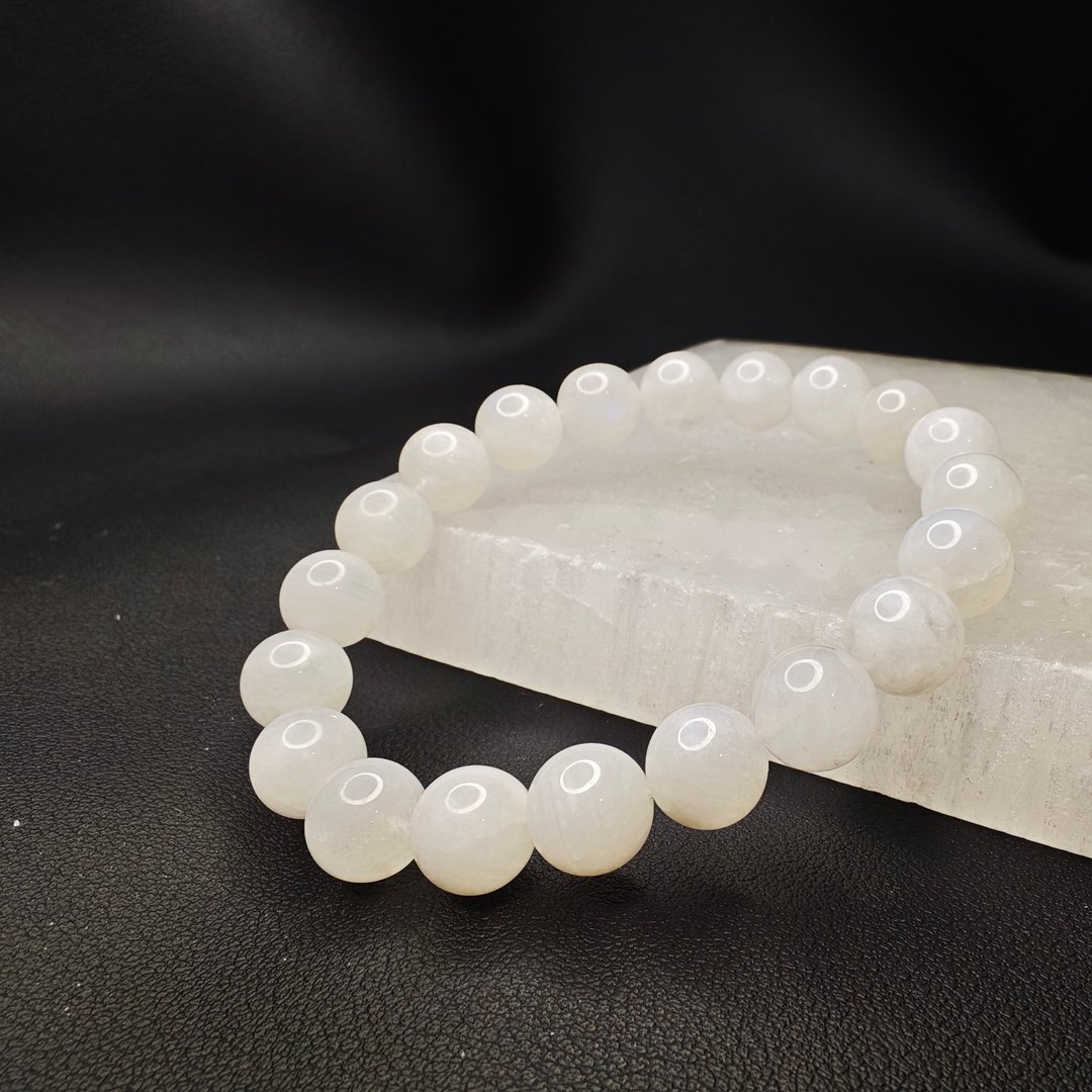 蓝月光石 Moonstone 手串 手链 天然水晶 9.5mm - 手链/手环 - 水晶 