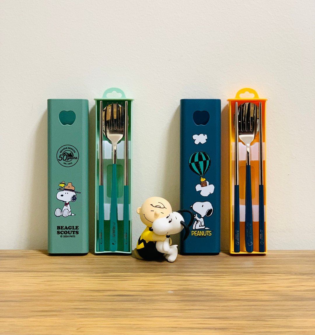 SNOOPY 史诺比不锈钢便携餐具盒(4件装) PEANUTS正版授权 - 厨房用具 - 不锈钢 绿色