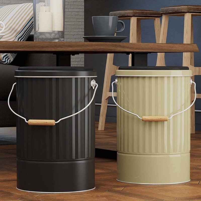 日本 OBAKETSU 手工制凳子储物桶 L 餐厅椅 收纳 - 椅子/沙发 - 不锈钢 银色