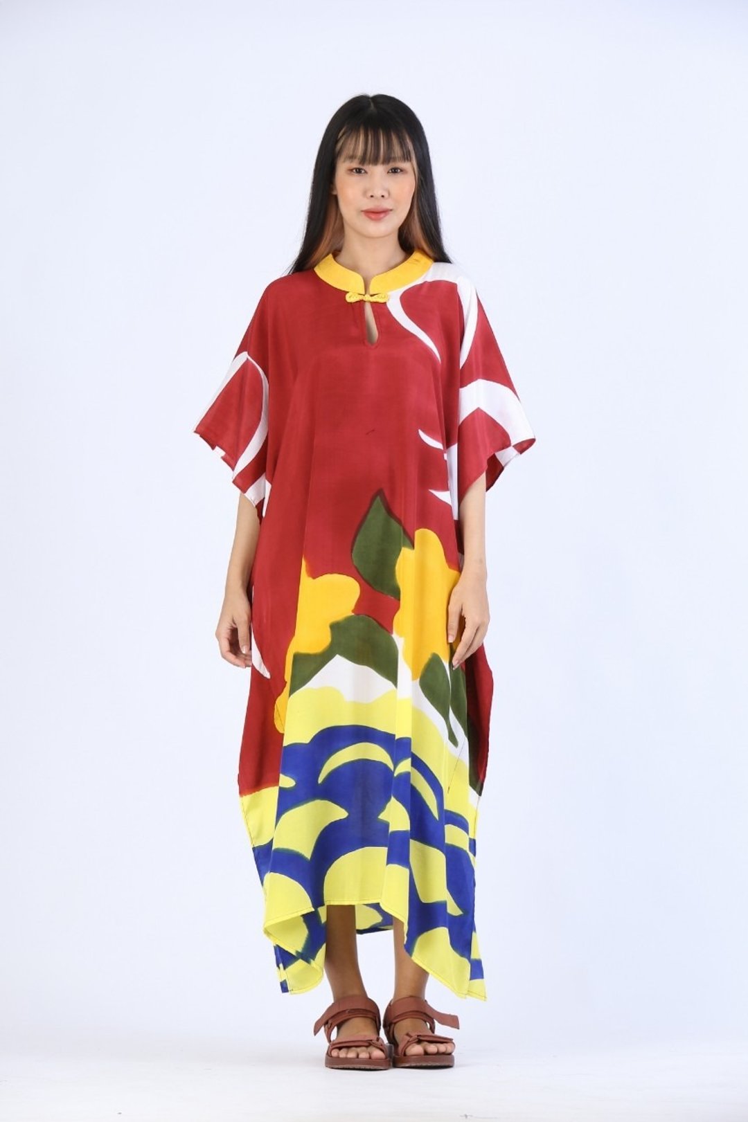Hand Painted Cotton Silk Kaftan Chinese style - 洋装/连衣裙 - 棉．麻 多色