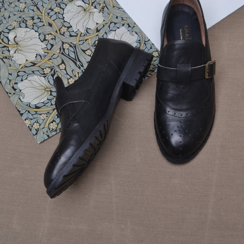 2711 英伦 雕花牛津鞋 黑 - 女款牛津鞋/乐福鞋 - 真皮 黑色