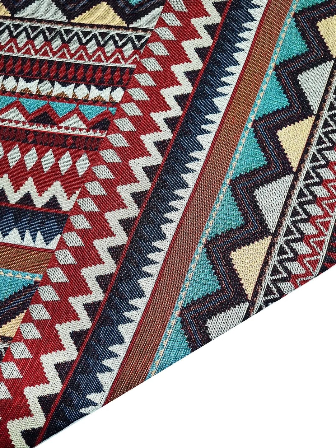 Multi-color Tribal Fabric Thai Woven Fabric Craft Supplies Textile 1/2 yard - 编织/刺绣/羊毛毡/裁缝 - 其他材质 多色